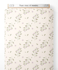 Tissu - Fleurs roses et branches