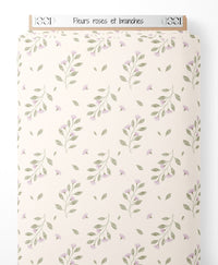 Tissu - Fleurs roses et branches