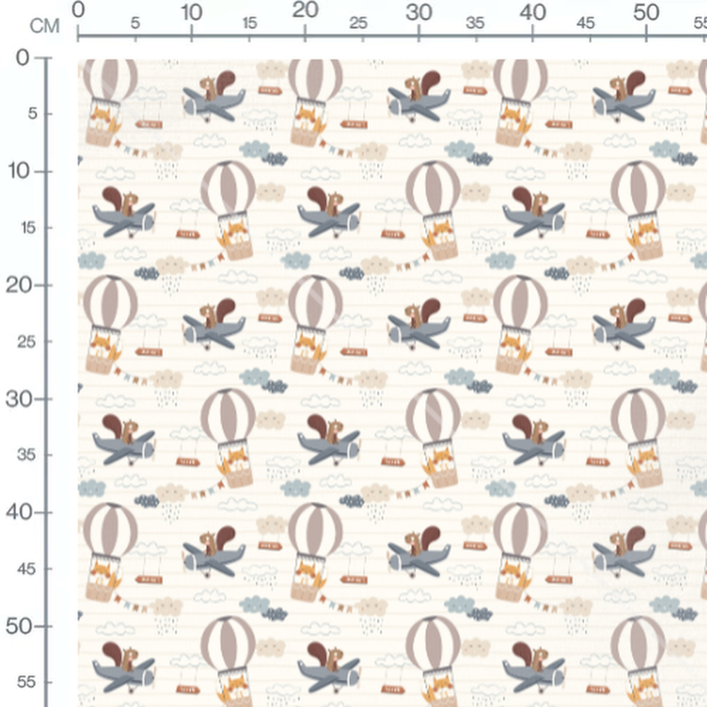 Tissu - Écureuils en vol nuageux