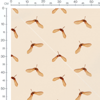 Tissu - Graines ailées brun sur beige