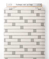 Tissu - Rectangles noirs sur beige