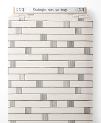 Tissu - Rectangles noirs sur beige