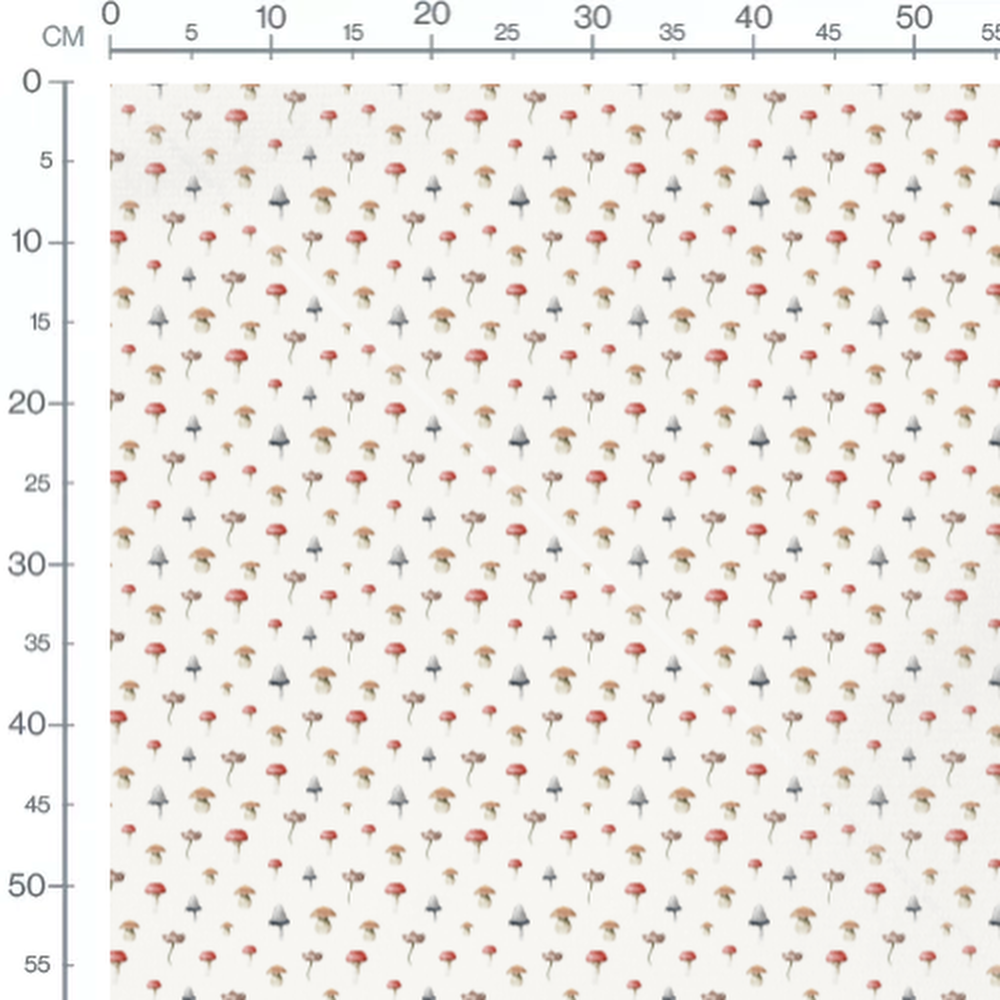 Tissu - Champignons colorés aquarelle