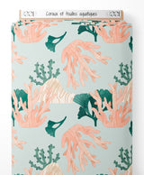 Tissu - Coraux et feuilles aquatiques