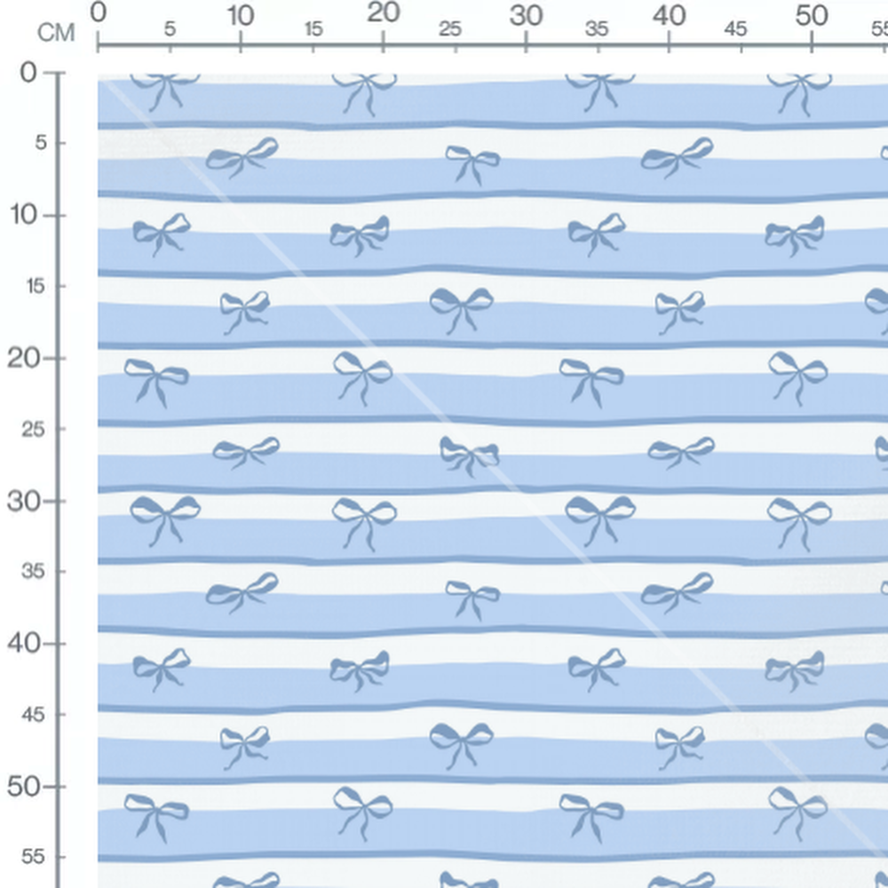 Tissu - Nœuds bleus sur rayures