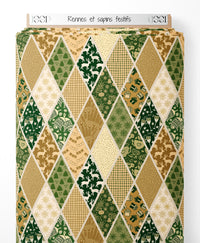 Tissu - Rennes et sapins festifs