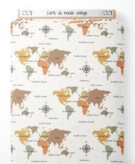 Tissu - Carte du monde vintage