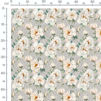 Tissu - Fleurs blanches avec touches roses