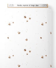 Tissu - Abeilles marron et beige doux