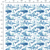 Tissu - Requins et coraux blancs