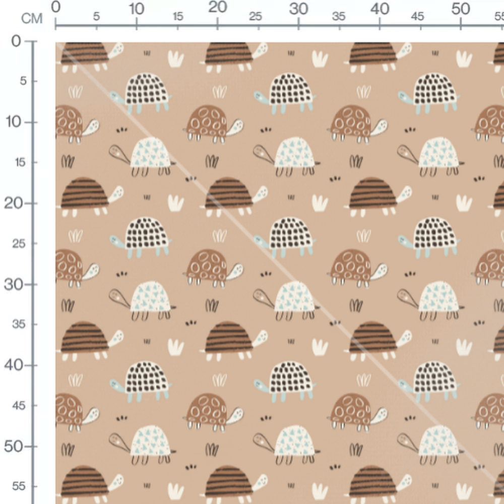Tissu - Tortues sur fond beige