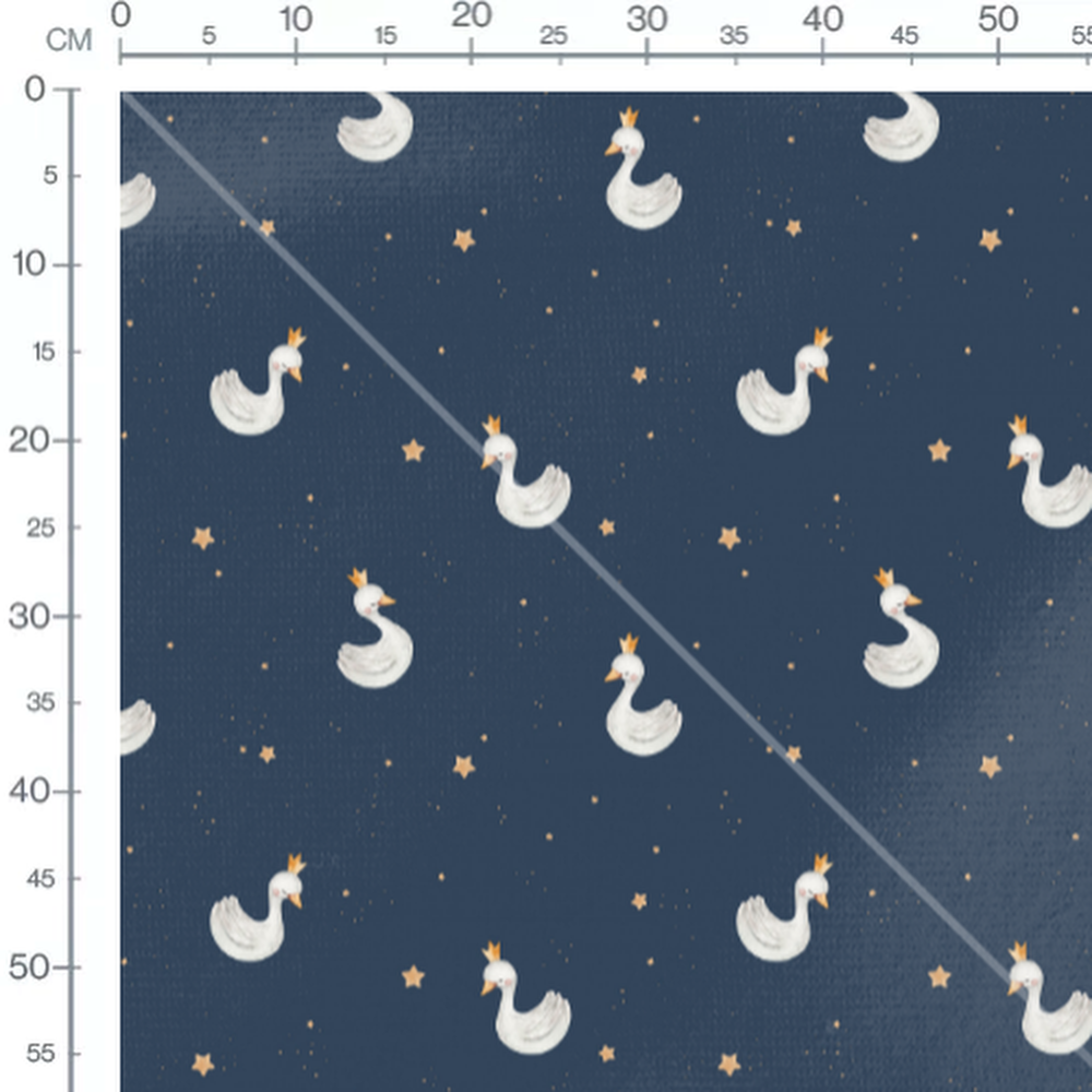 Tissu - Cygnes royaux sur bleu nuit