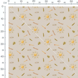 Tissu - Soleils et crayons joyeux