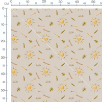 Tissu - Soleils et crayons joyeux