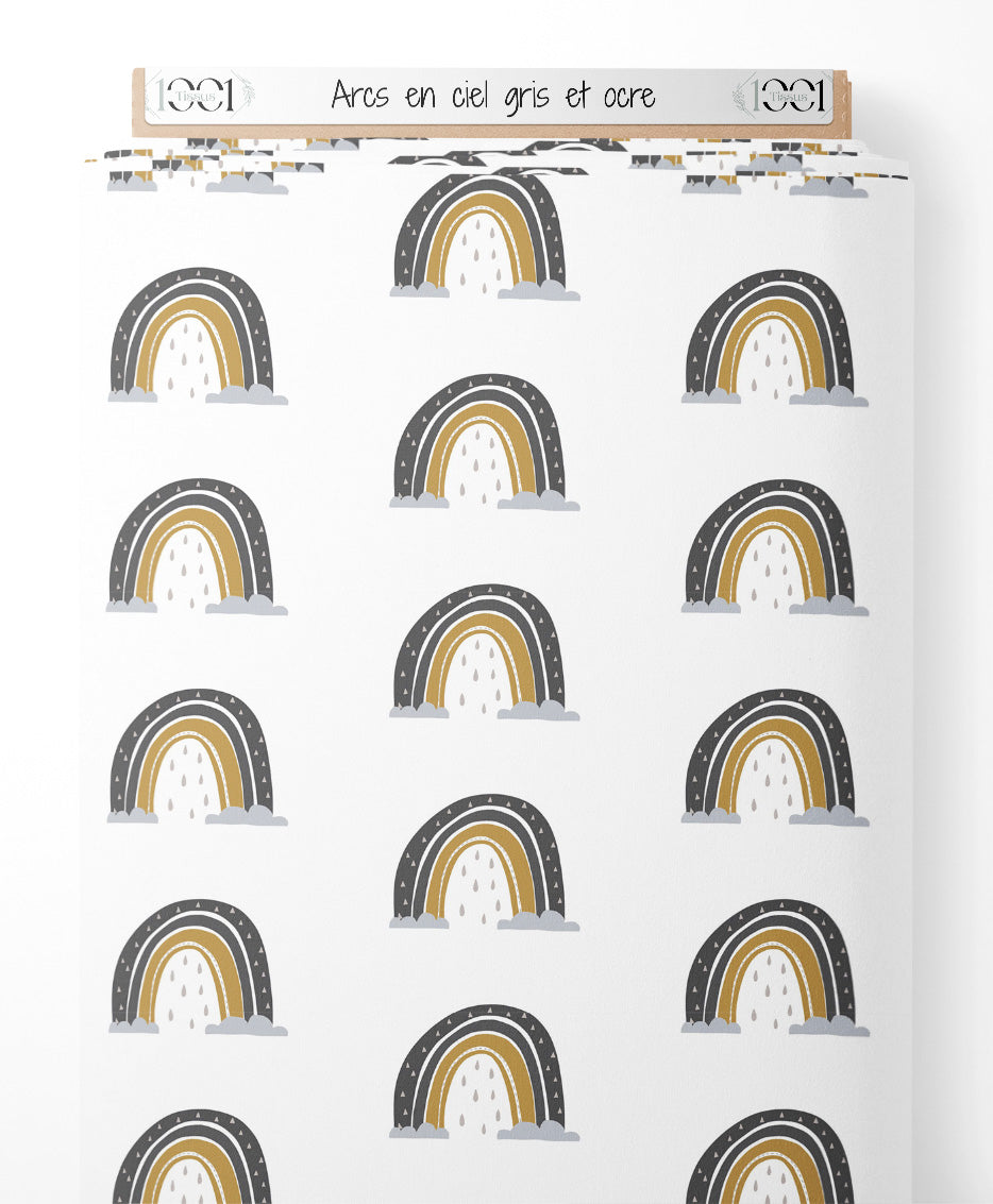 Tissu - Arcs-en-ciel gris et ocre