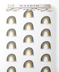 Tissu - Arcs-en-ciel gris et ocre