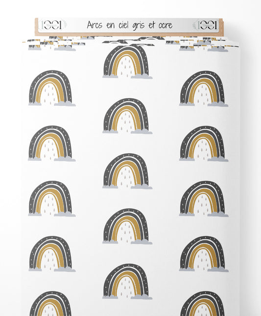 Tissu - Arcs-en-ciel gris et ocre