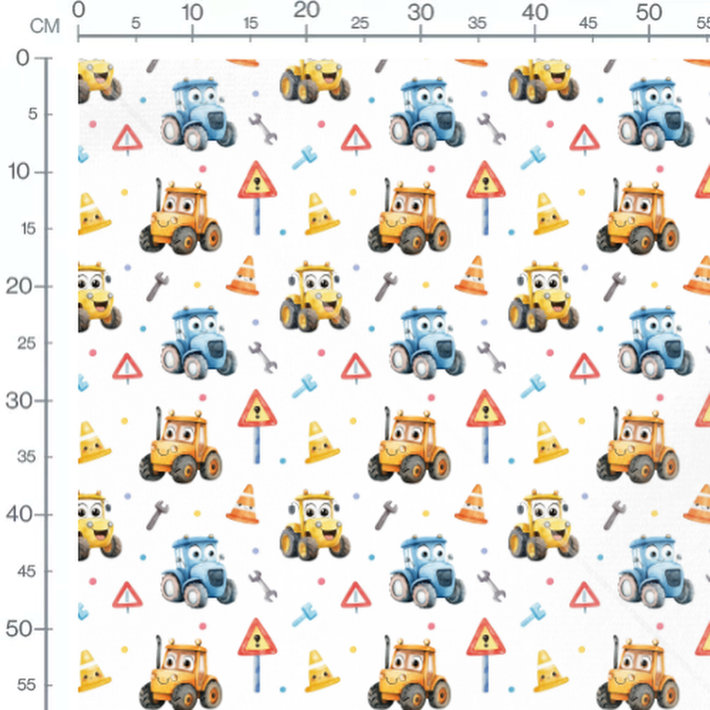 Tissu - Véhicules et panneaux colorés