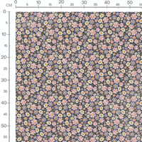 Tissu - Fleurs roses et violettes gris