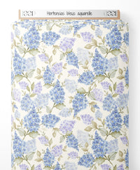 Tissu - Hortensias bleus aquarelle