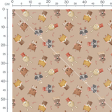 Tissu - Animaux joyeux sur fond beige 2