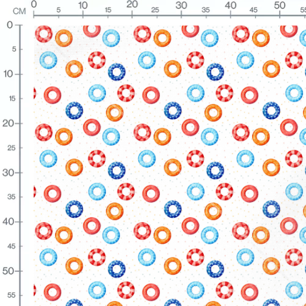 Tissu - Bouées colorées sur fond blanc