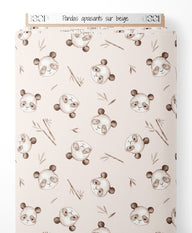Tissu - Pandas apaisants sur beige