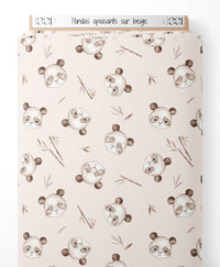 Tissu - Pandas apaisants sur beige