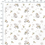Tissu - Moutons et fleurs délicates