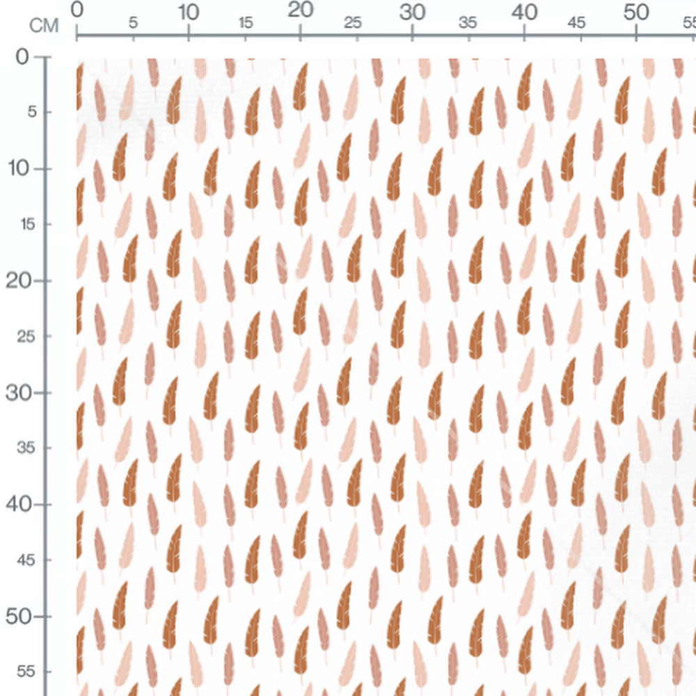Tissu - Plumes marron et beige