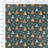 Tissu - Sapin coloré sur fond gris