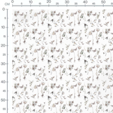 Tissu - Oiseaux gris et fleurs beige