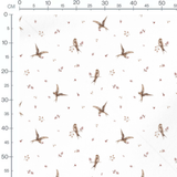 Tissu - Oiseaux bruns et branches marron