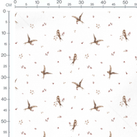 Tissu - Oiseaux bruns et branches marron