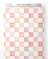 Tissu - Carrés pastel aquarelle