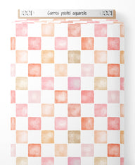 Tissu - Carrés pastel aquarelle