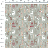 Tissu - Rennes et sapins stylisés