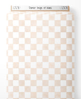 Tissu - Damier beige et blanc
