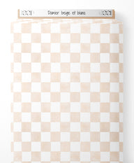 Tissu - Damier beige et blanc