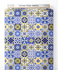 Tissu - Carreaux floraux complexes
