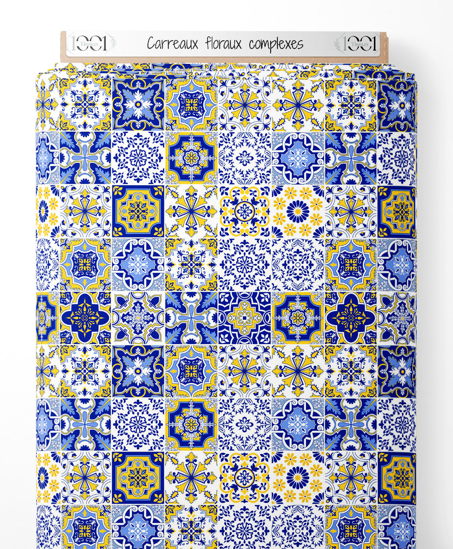 Tissu - Carreaux floraux complexes