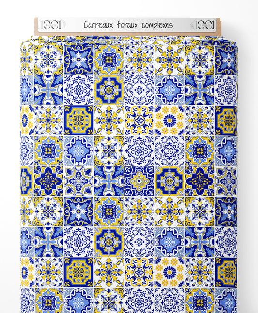 Tissu - Carreaux floraux complexes