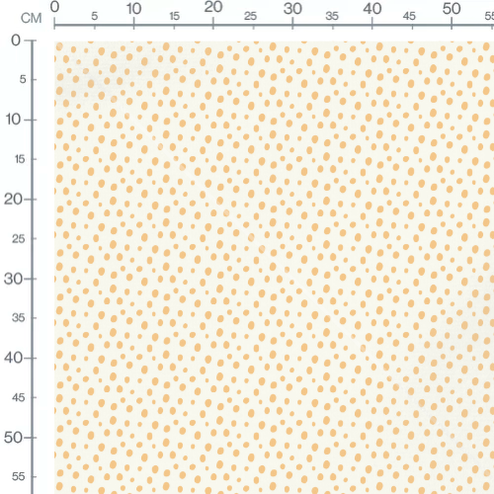 Tissu - Pois orange sur fond crème