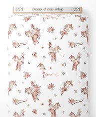 Tissu - Chevaux et roses vintage