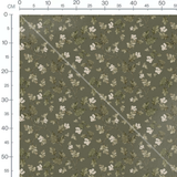 Tissu - Feuilles et fleurs blanches