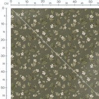 Tissu - Feuilles et fleurs blanches