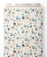 Tissu - Fleurs et arcs multicolores