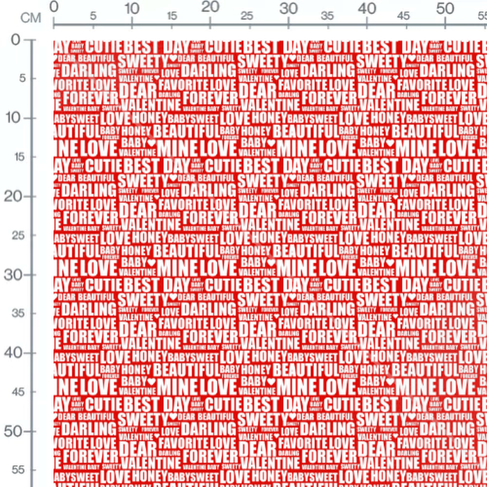 Tissu - Mots d'amour rouges