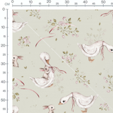 Tissu - Canards et lapins sur vert pâle 3