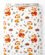 Tissu - Renards de Noël mignons